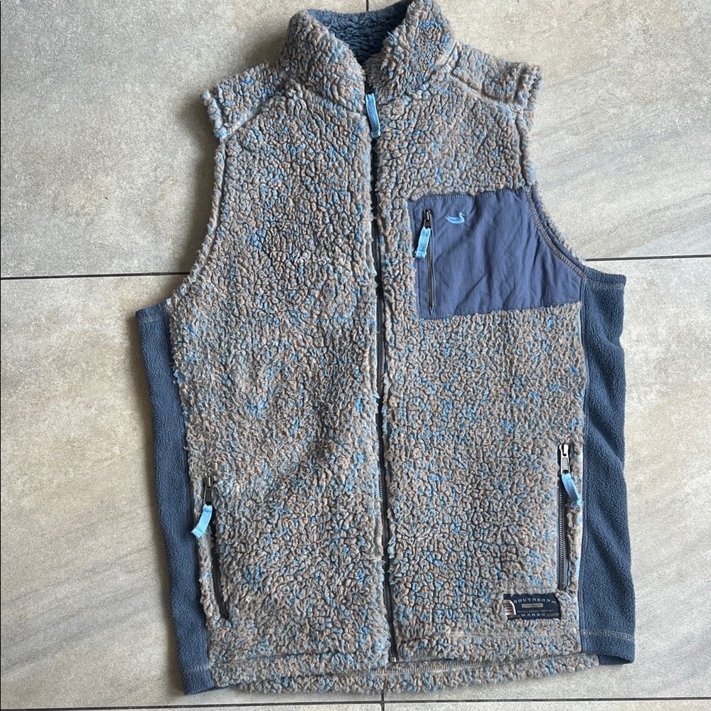 Southern Marsh Fleece Vest with Blue and Brown